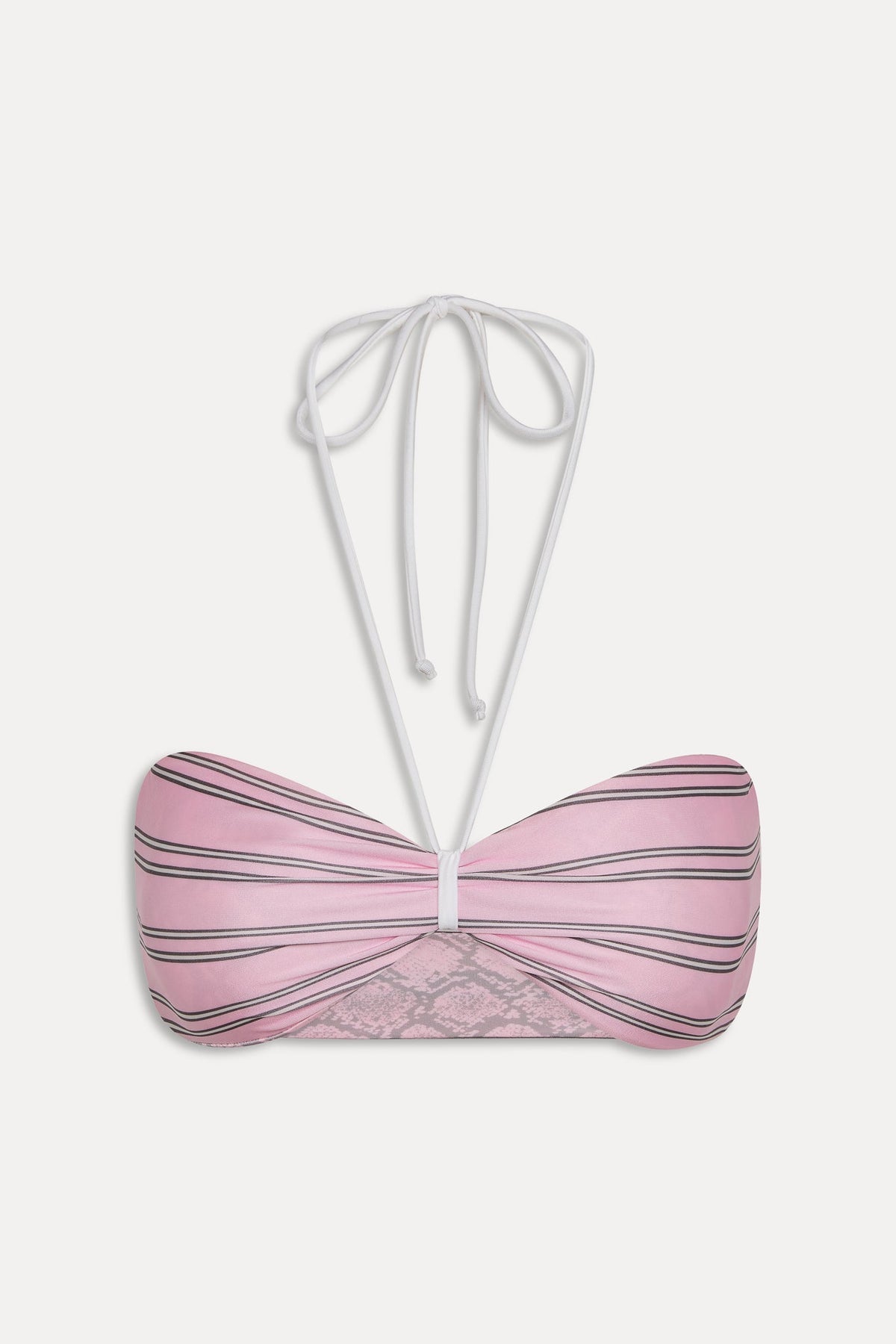 Rumi Reversible Satin Bikini Top - Pink Stripe | Frankies Bikinis