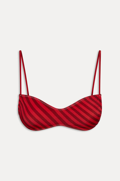 x JENNIE Magnolia Satin Bikini Top - Spring Stripe | Frankies Bikinis
