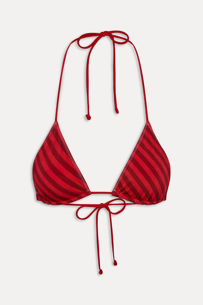 x JENNIE Nick Satin Bikini Top - Spring Stripe | Frankies Bikinis