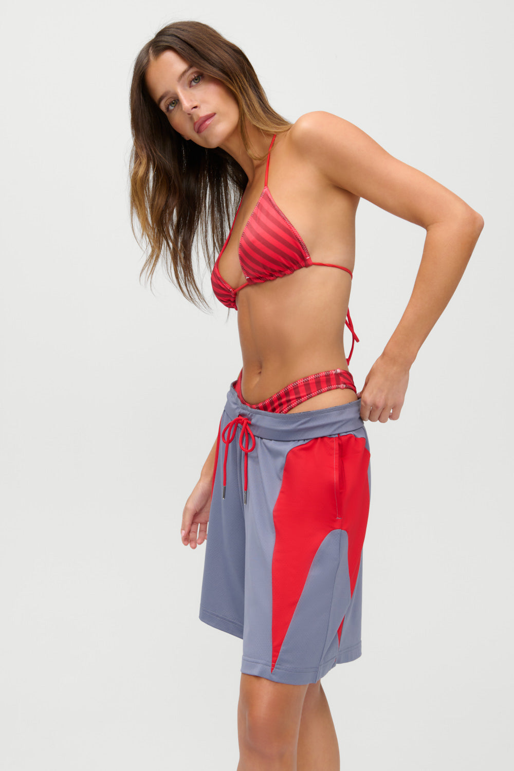 x JENNIE Nick Satin Bikini Top - Spring Stripe | Frankies Bikinis