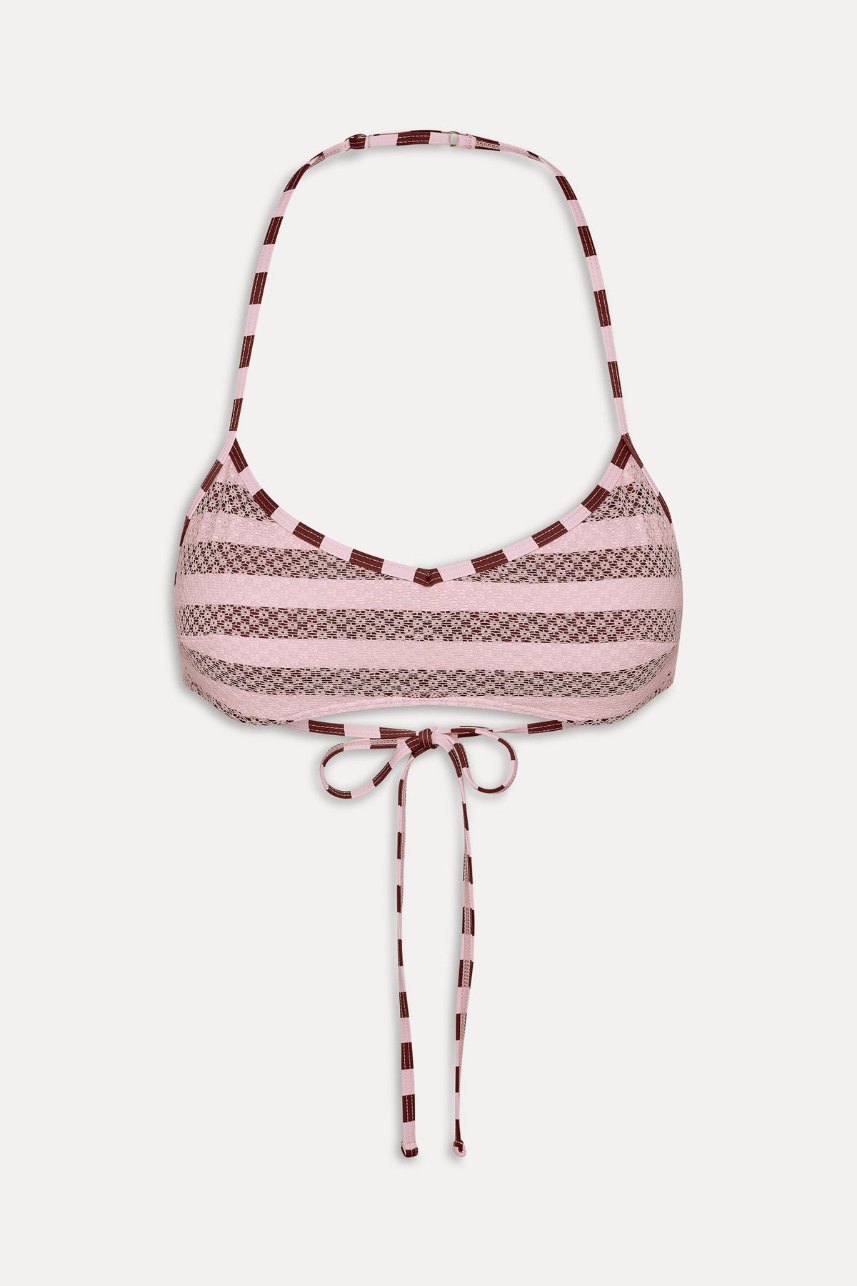 Lotus Mesh Striped Bikini Top - Strawberry Chocolate | Frankies Bikinis