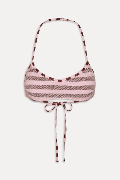 Lotus Mesh Striped Bikini Top - Strawberry Chocolate | Frankies Bikinis