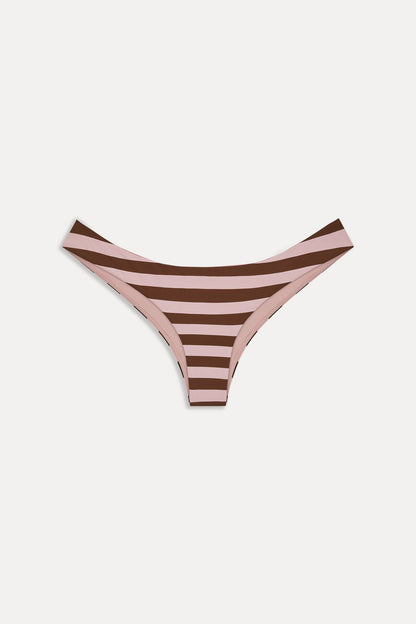 Marina Cheeky Striped Bikini Bottom - Strawberry Chocolate | Frankies Bikinis
