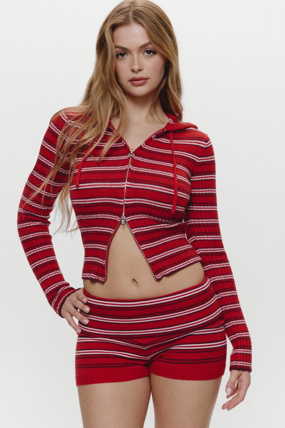 Estelle Knit Booty Shorts - Strawberry Stripe | Frankies Bikinis
