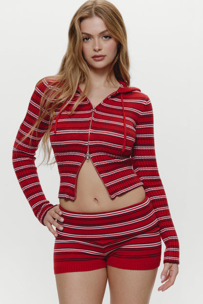 Estelle Knit Booty Shorts - Strawberry Stripe | Frankies Bikinis
