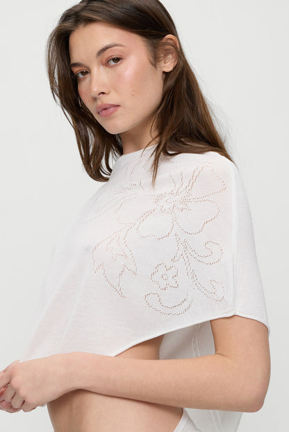 Scout Knit Poncho - White Hibiscus | Frankies Bikinis