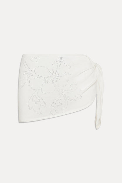 Atlas Knit Mini Skirt - White Hibiscus | Frankies Bikinis