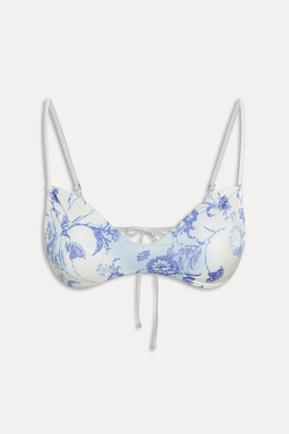 Magnolia Satin Skimpy Bikini Top - Fleur de Bleu | Frankies Bikinis