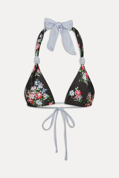 Kealy Reversible Satin Bikini Top - Bouquet | Frankies Bikinis