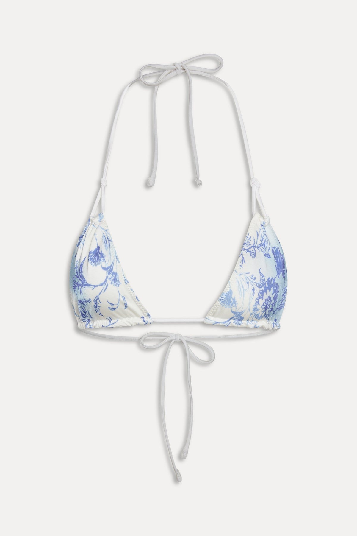 Ari Satin Triangle Bikini Top - Fleur de Bleu | Frankies Bikinis