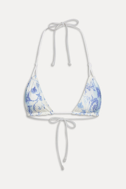 Ari Satin Triangle Bikini Top - Fleur de Bleu | Frankies Bikinis