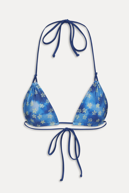 Ari Satin Triangle Bikini Top - Cosmic Bloom | Frankies Bikinis