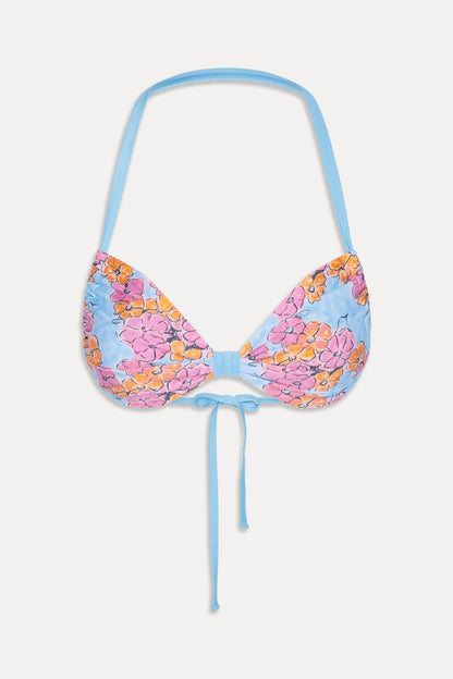 Reece Floral Halter Bikini Top - Color Me | Frankies Bikinis