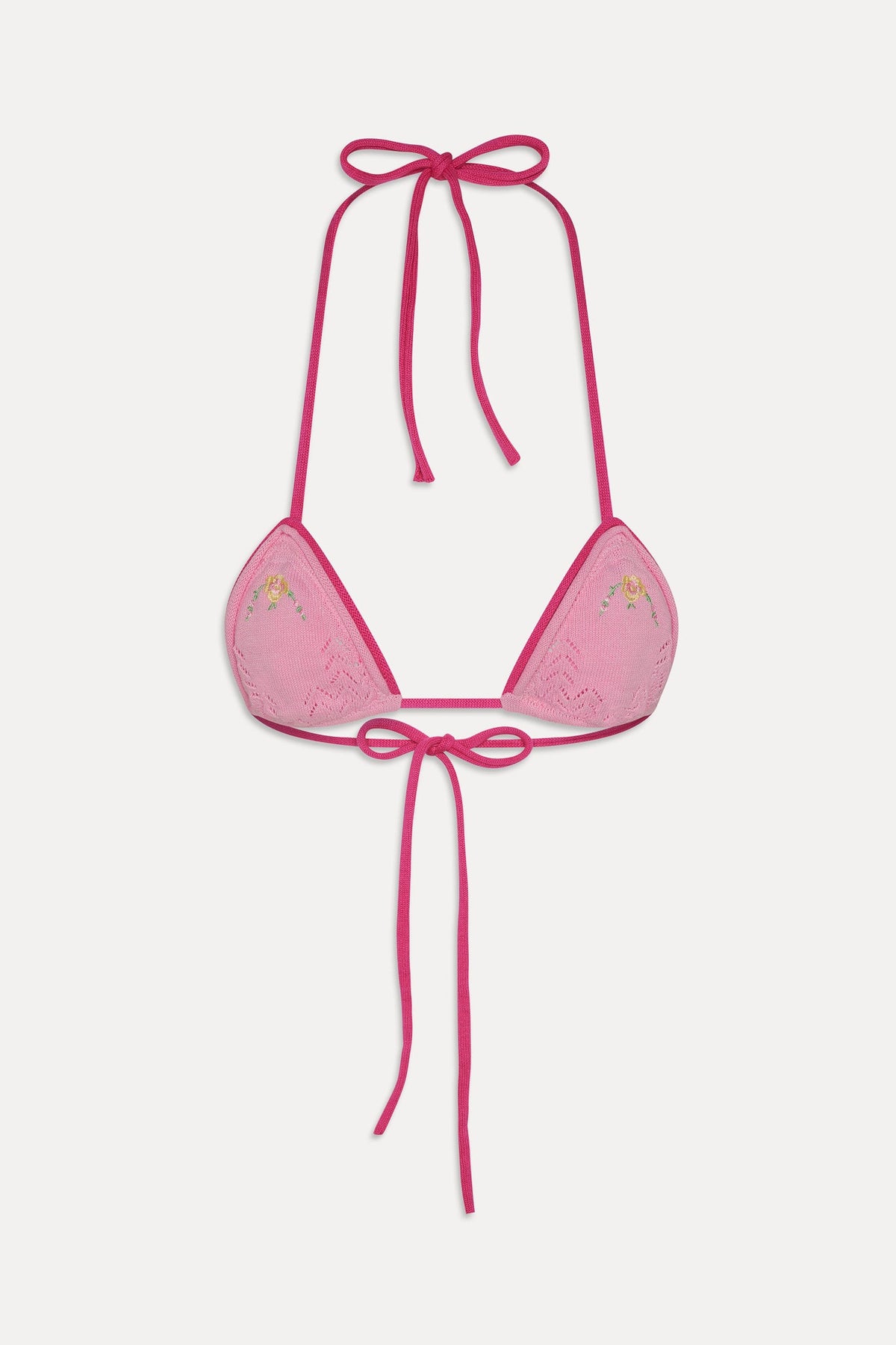 Tide Knit Triangle Bikini Top - Strawberry Lemonade | Frankies Bikinis
