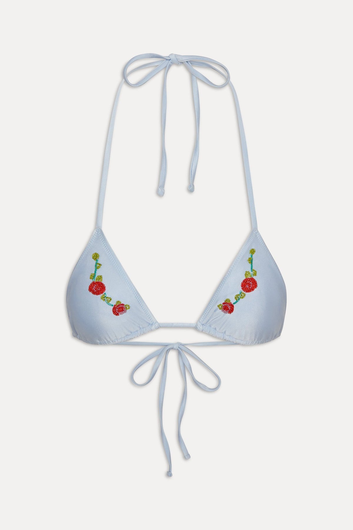 Nick Beaded Satin Bikini Top - Frosting | Frankies Bikinis
