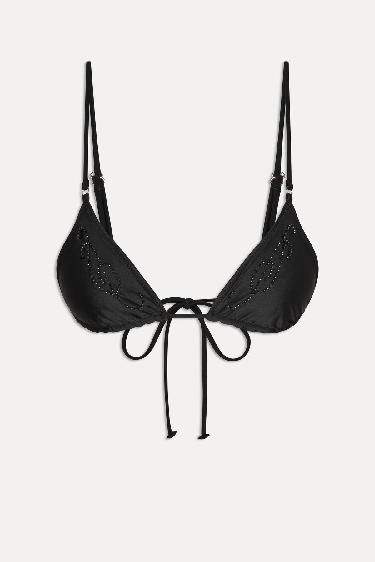 x JENNIE Elena Beaded Bikini Top - Black | Frankies Bikinis