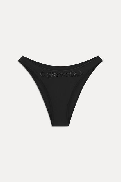 x JENNIE Dove Beaded Bikini Bottom - Black | Frankies Bikinis