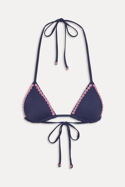 Nick String Triangle Bikini Top - Midnight Bloom | Frankies Bikinis