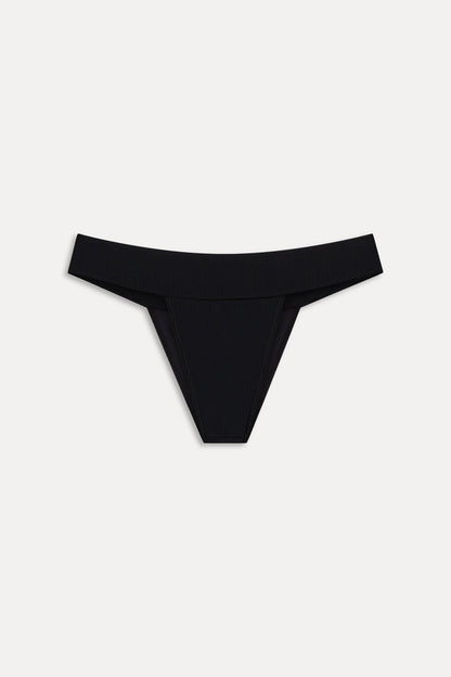 Nick Cheeky Ribbed Bikini Bottom - Black | Frankies Bikinis