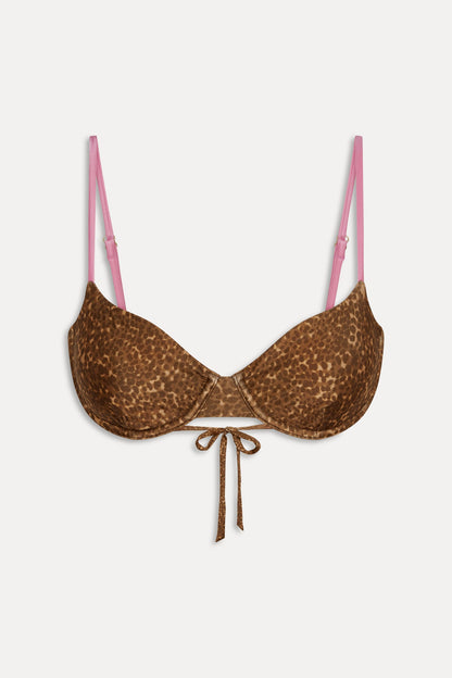 Ireland Satin Underwire Bikini Top - Vintage Cheetah | Frankies Bikinis