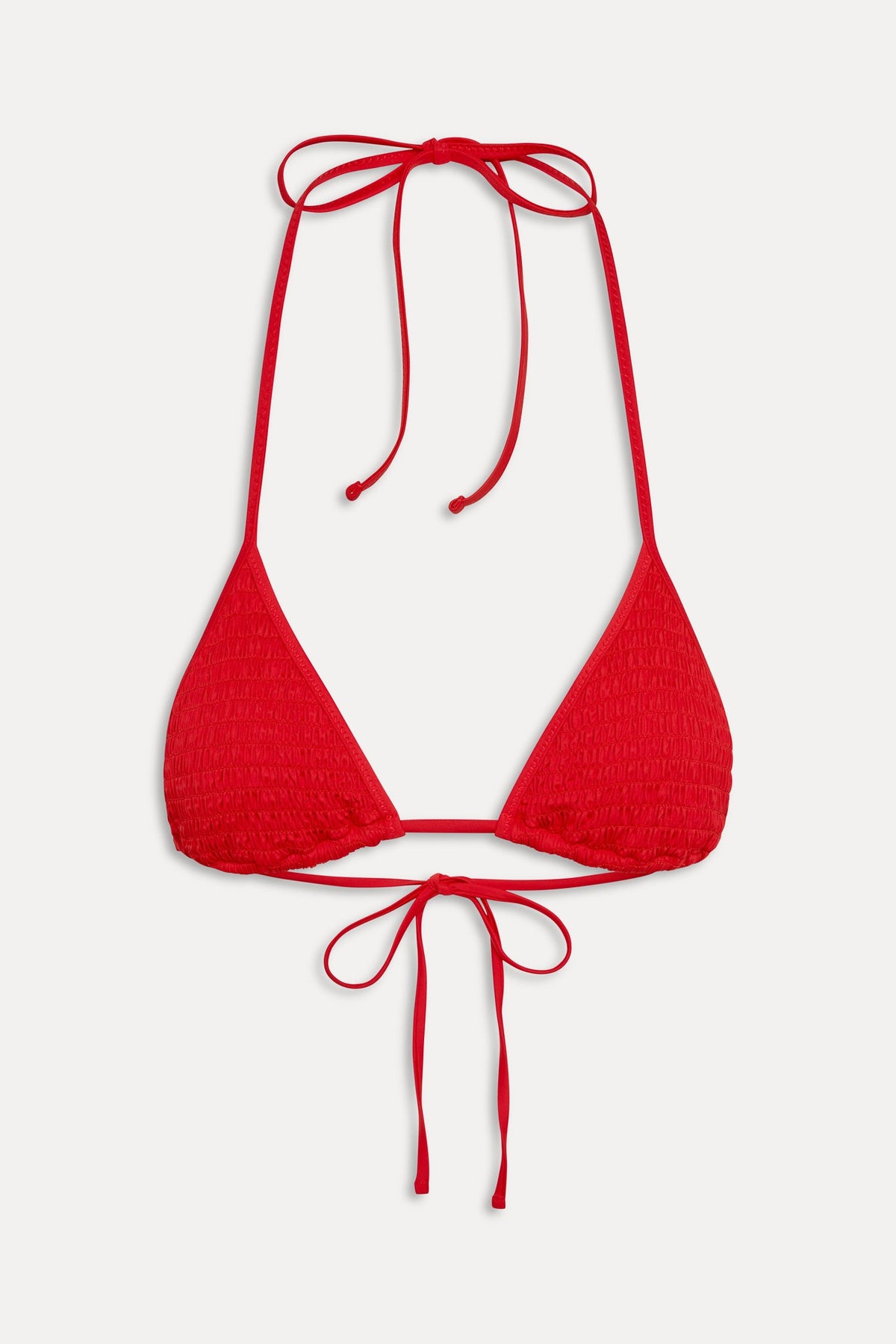 Nick Smocked Triangle Bikini Top - Classic Red | Frankies Bikinis