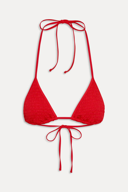 Nick Smocked Triangle Bikini Top - Classic Red | Frankies Bikinis