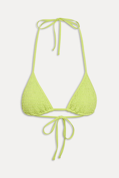 Nick Smocked Triangle Bikini Top - Sea Glass Green | Frankies Bikinis