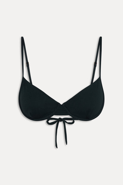 Ireland Ribbed Underwire Top - Black | Frankies Bikinis