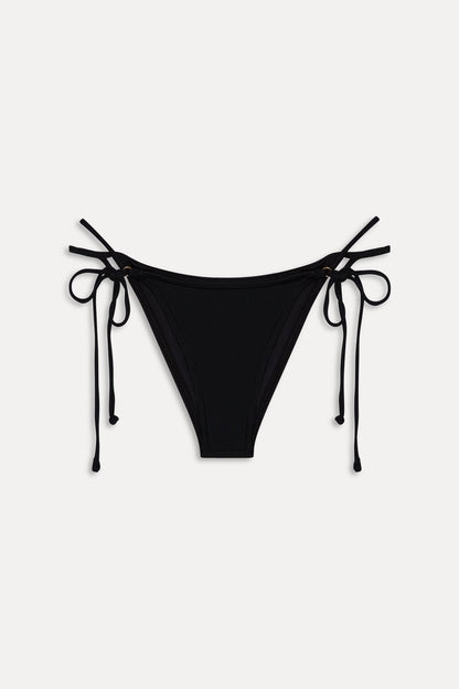 Mackenzie Cheeky Ribbed Bikini Bottom - Black | Frankies Bikinis