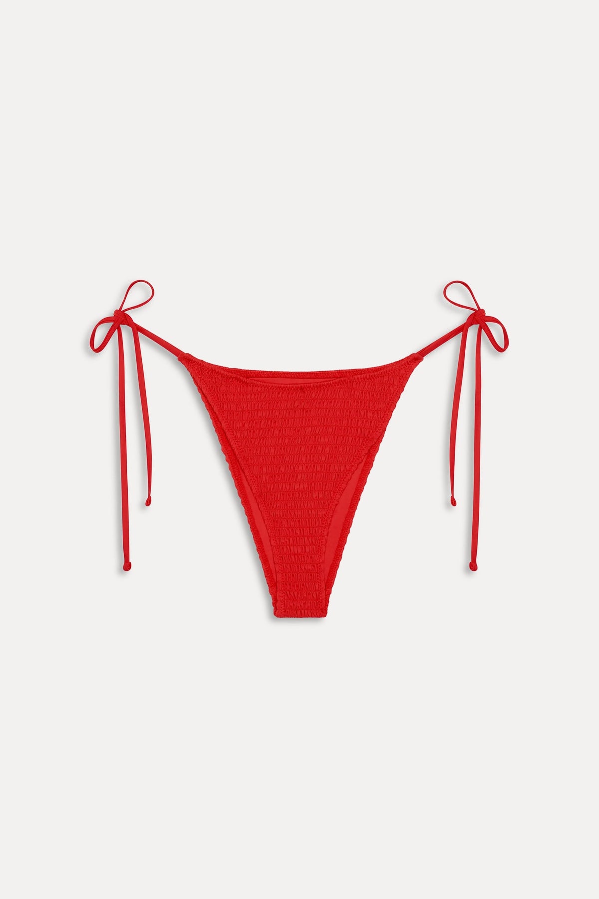 Soleil Smocked Cheeky Bikini Bottom - Classic Red | Frankies Bikinis