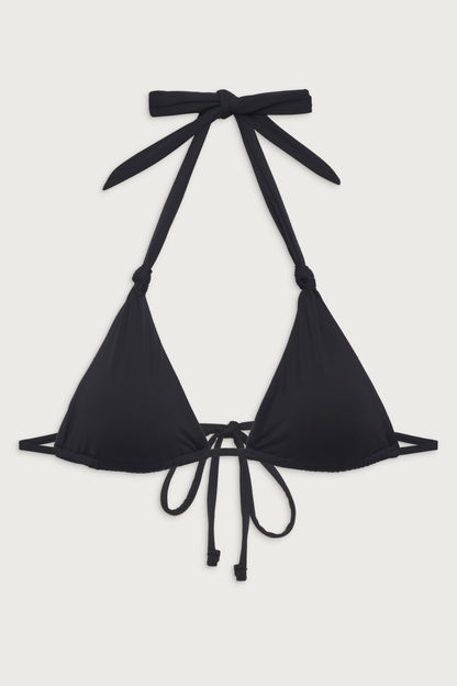 Kealy Triangle Halter Bikini Top - Black | Frankies Bikinis