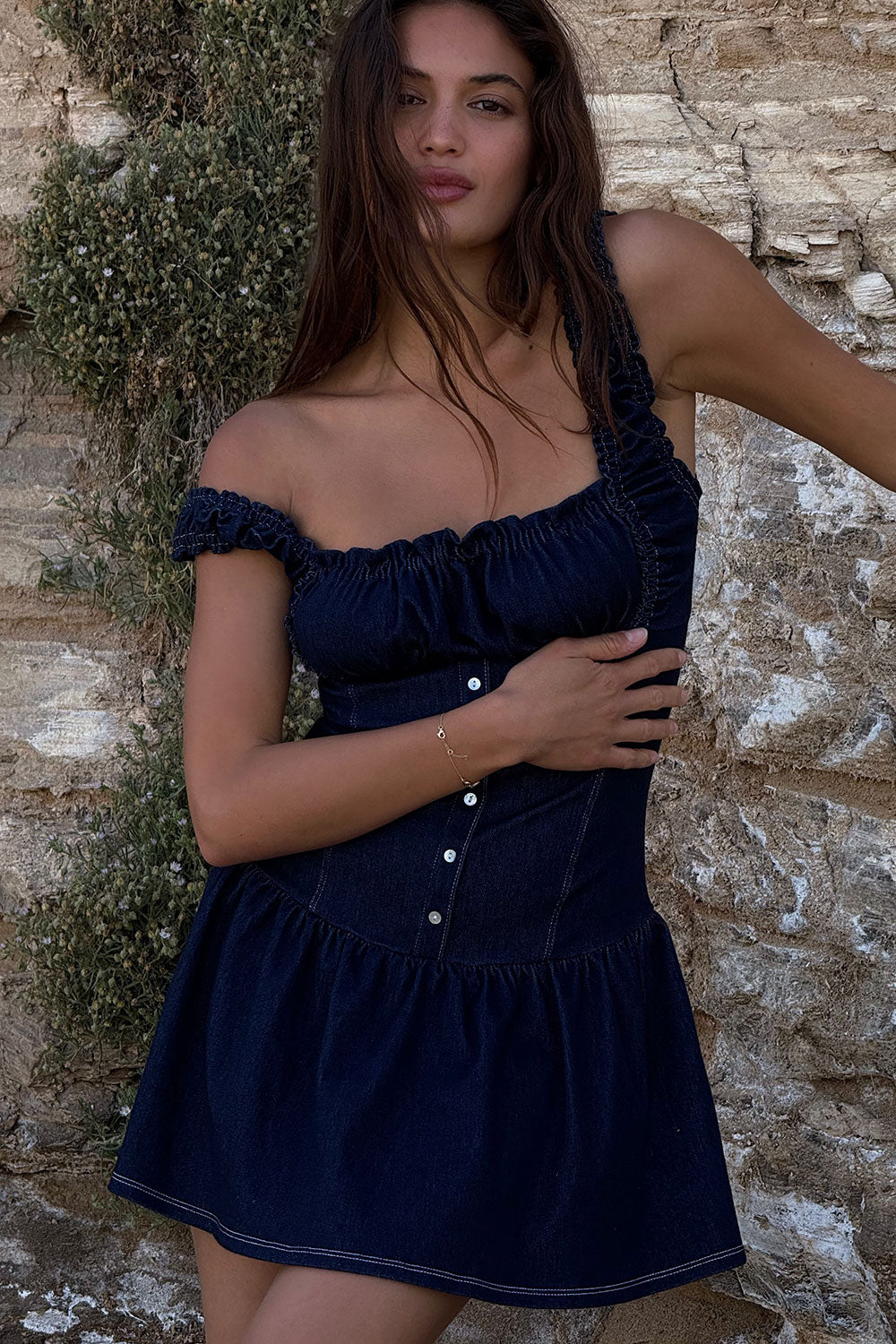 Christa Denim Mini Dress - Blue Denim | Frankies Bikinis