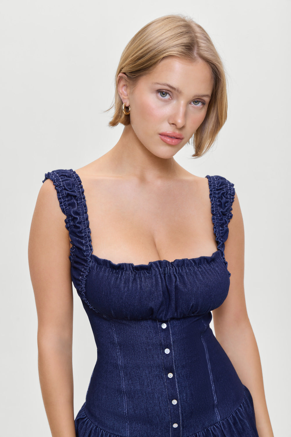 Christa Denim Mini Dress - Blue Denim | Frankies Bikinis