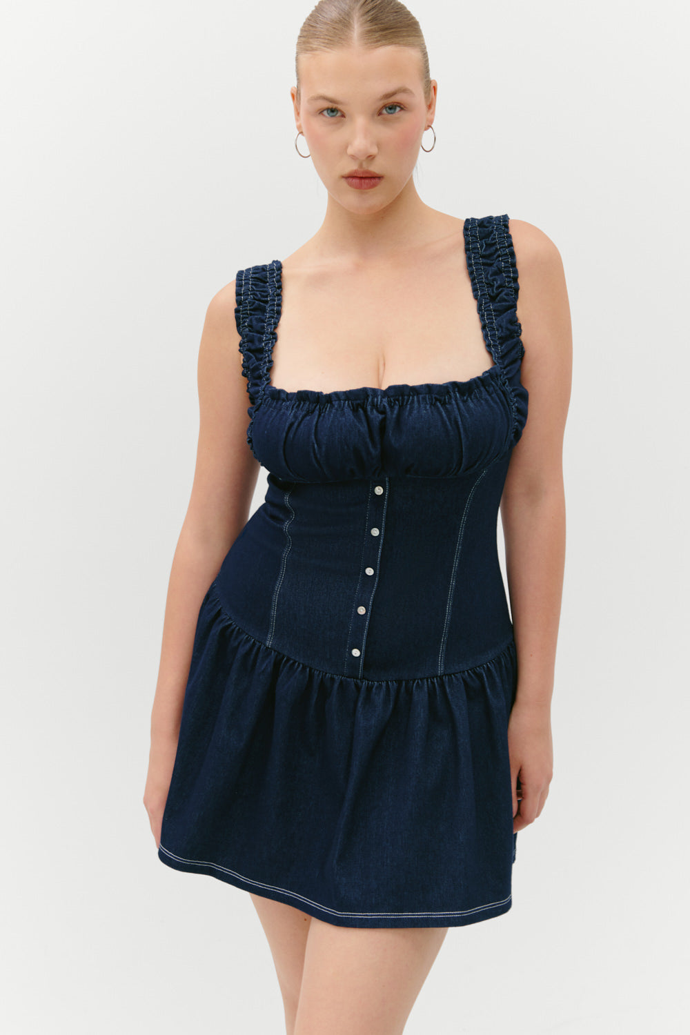 Christa Denim Mini Dress - Blue Denim | Frankies Bikinis