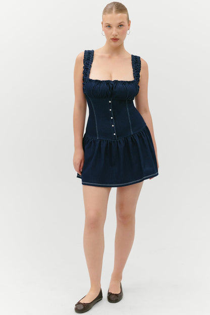 Christa Denim Mini Dress - Blue Denim | Frankies Bikinis