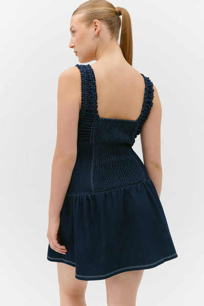 Christa Denim Mini Dress - Blue Denim | Frankies Bikinis