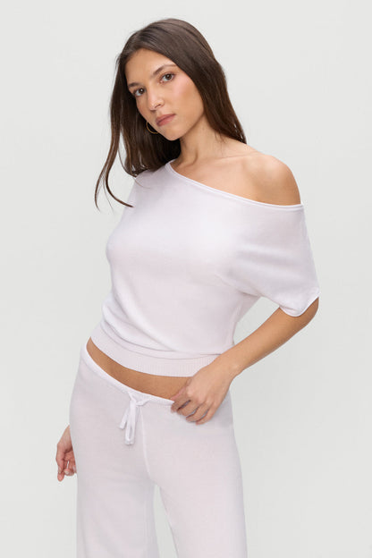Montecito Boat Neck Knit Shirt - White | Frankies Bikinis