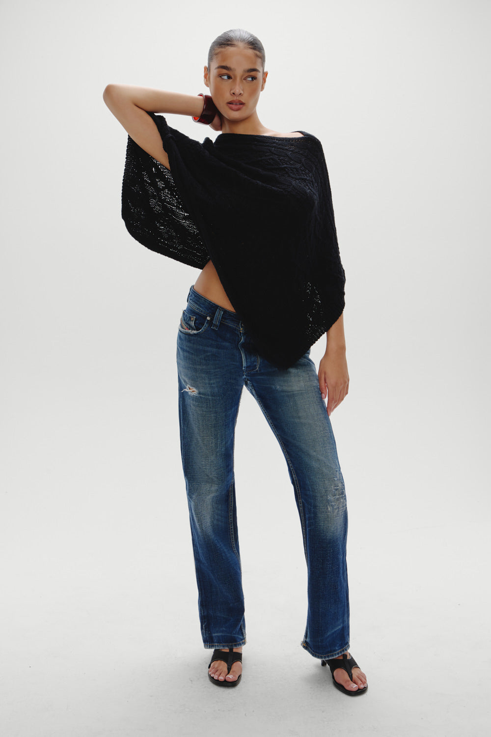 Aspen Cotton Knit Poncho - Black | Frankies Bikinis