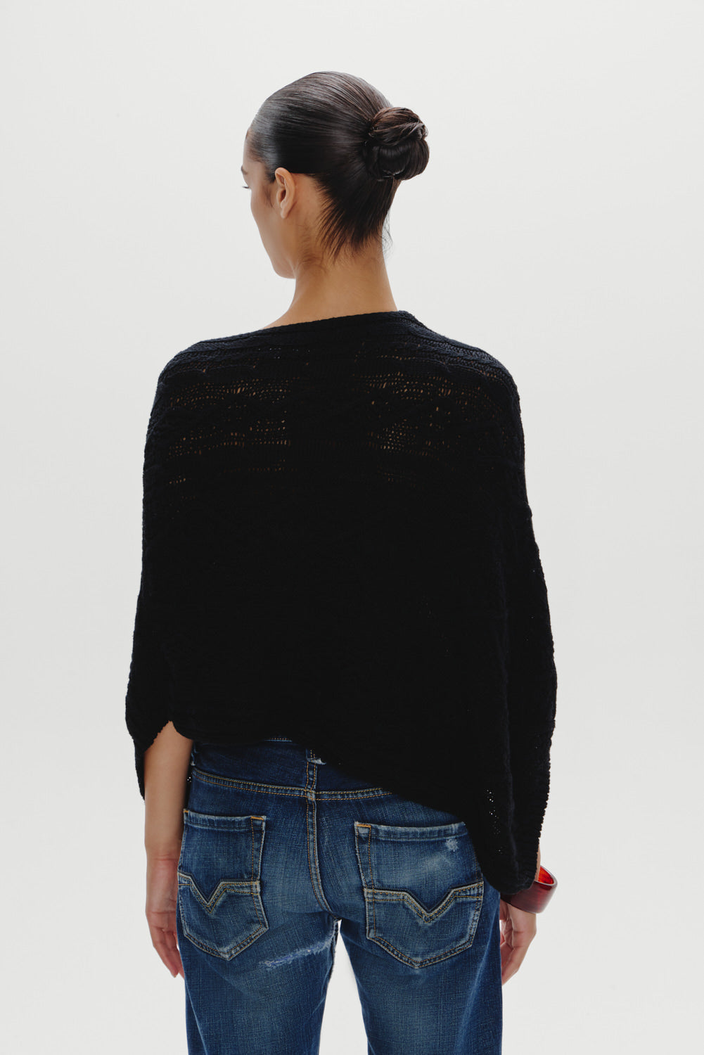 Aspen Cotton Knit Poncho - Black | Frankies Bikinis