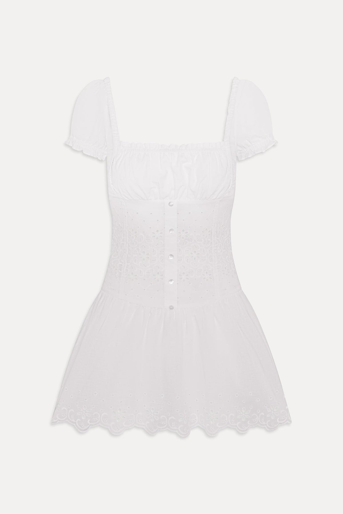 Lucien Cotton Embroidered Mini Dress - Optic White | Frankies Bikinis
