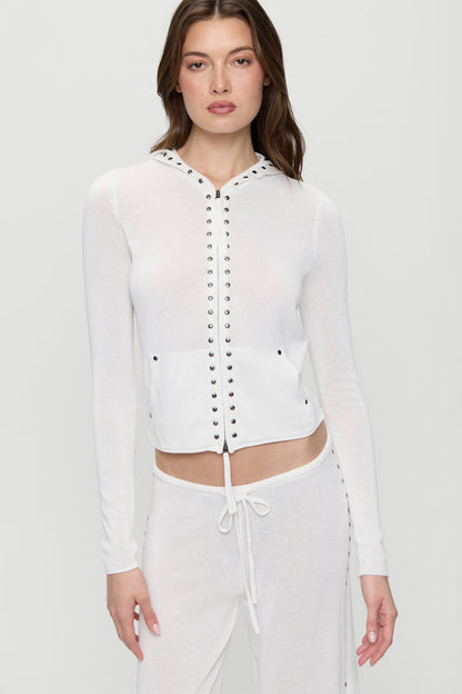 Atlas Zip Up Knit Hoodie - Coconut Cream | Frankies Bikinis