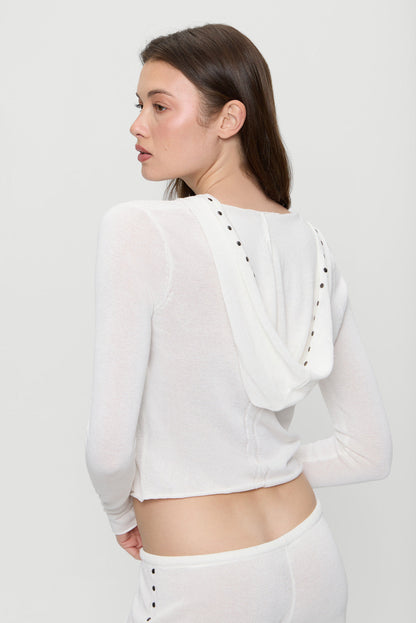 Atlas Zip Up Knit Hoodie - Coconut Cream | Frankies Bikinis