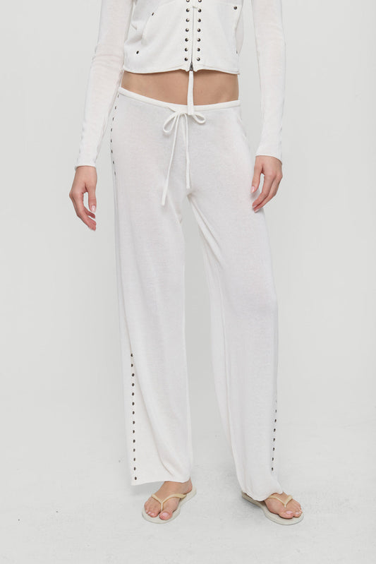Ela Low Rise Knit Pants - Coconut Cream | Frankies Bikinis
