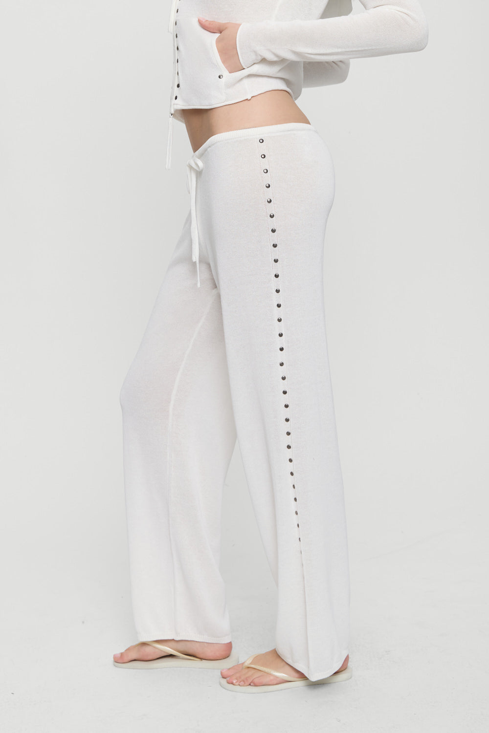 Ela Low Rise Knit Pants - Coconut Cream | Frankies Bikinis