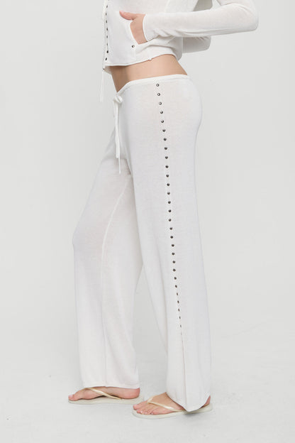 Ela Low Rise Knit Pants - Coconut Cream | Frankies Bikinis