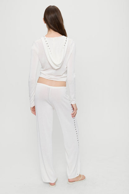 Ela Low Rise Knit Pants - Coconut Cream | Frankies Bikinis