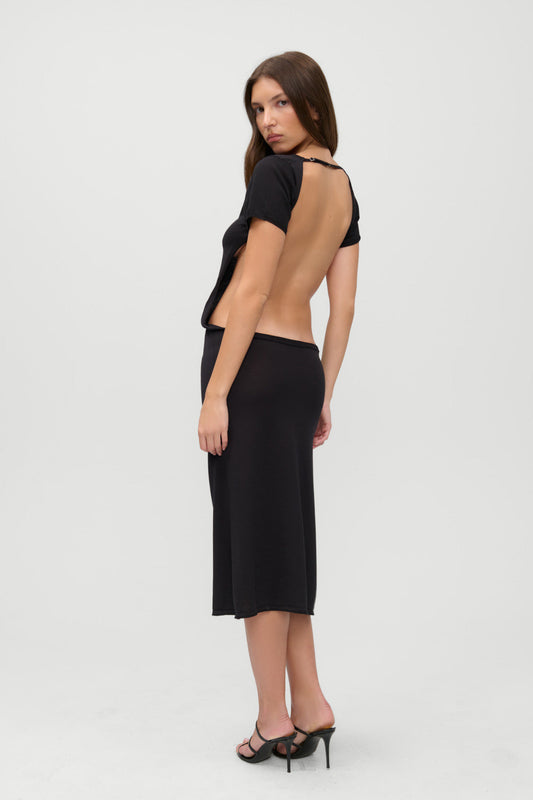 x JENNIE Rosalie Knit Midi Dress - Black | Frankies Bikinis