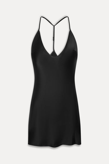x JENNIE Colette Silk Mini Dress - Black | Frankies Bikinis