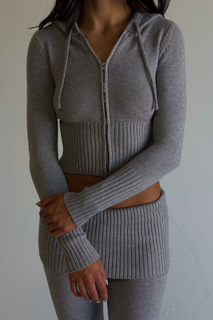 Aimee Zip Up Hoodie - Rain Cloud | Frankies Bikinis