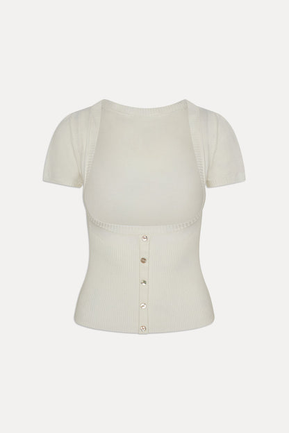 x JENNIE Sofia Knit Top - Coconut Cream | Frankies Bikinis